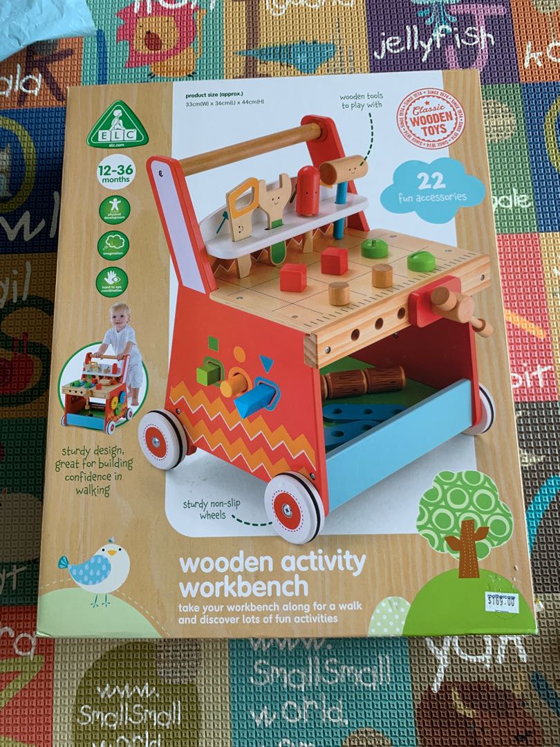 elc wooden activity workbench walker