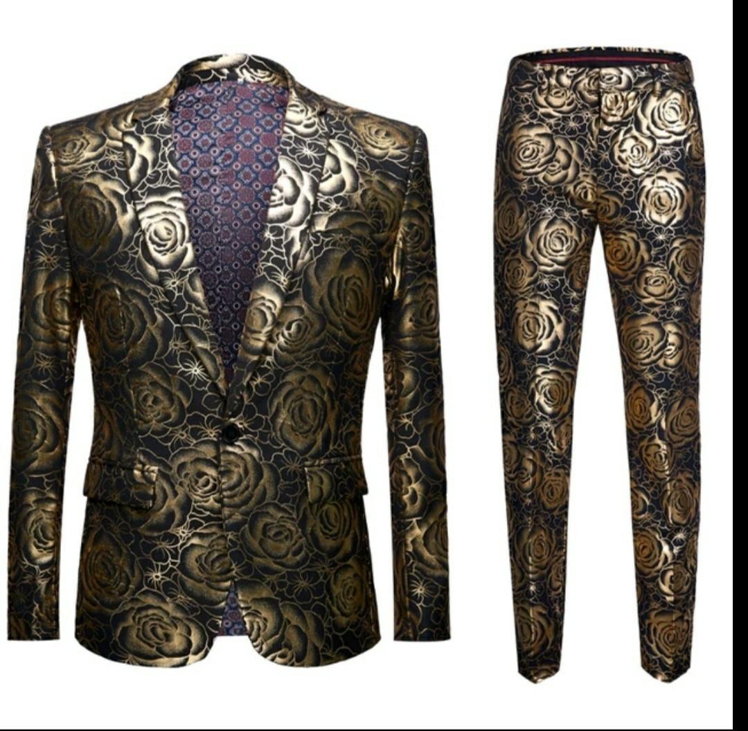 GOLD black men suit jacket pants wedding available, Men's Fashion ...