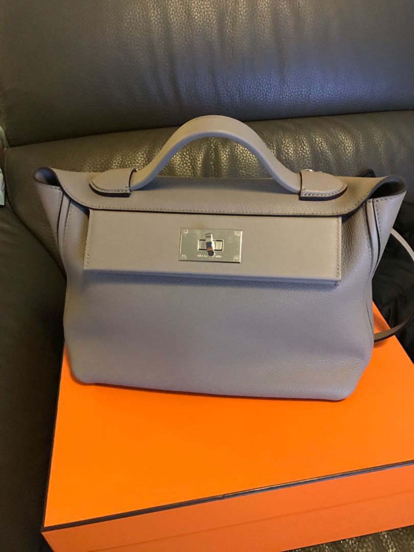 Hermes 24/24 29 Bag In Gris Asphalt Clemence Calfskin