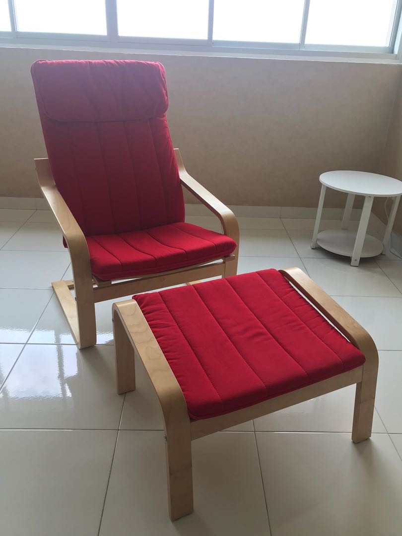 IKEA POANG Armchair with Footstool, Furniture & Home Living, Furniture