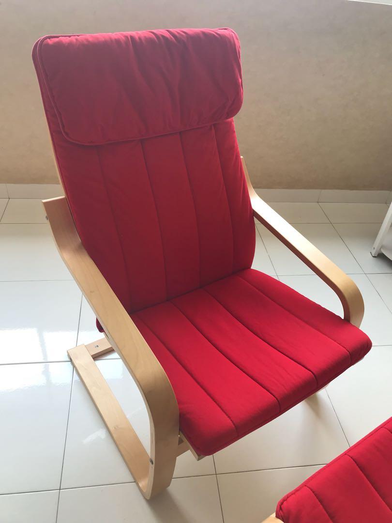 IKEA POANG Armchair with Footstool, Furniture & Home Living, Furniture