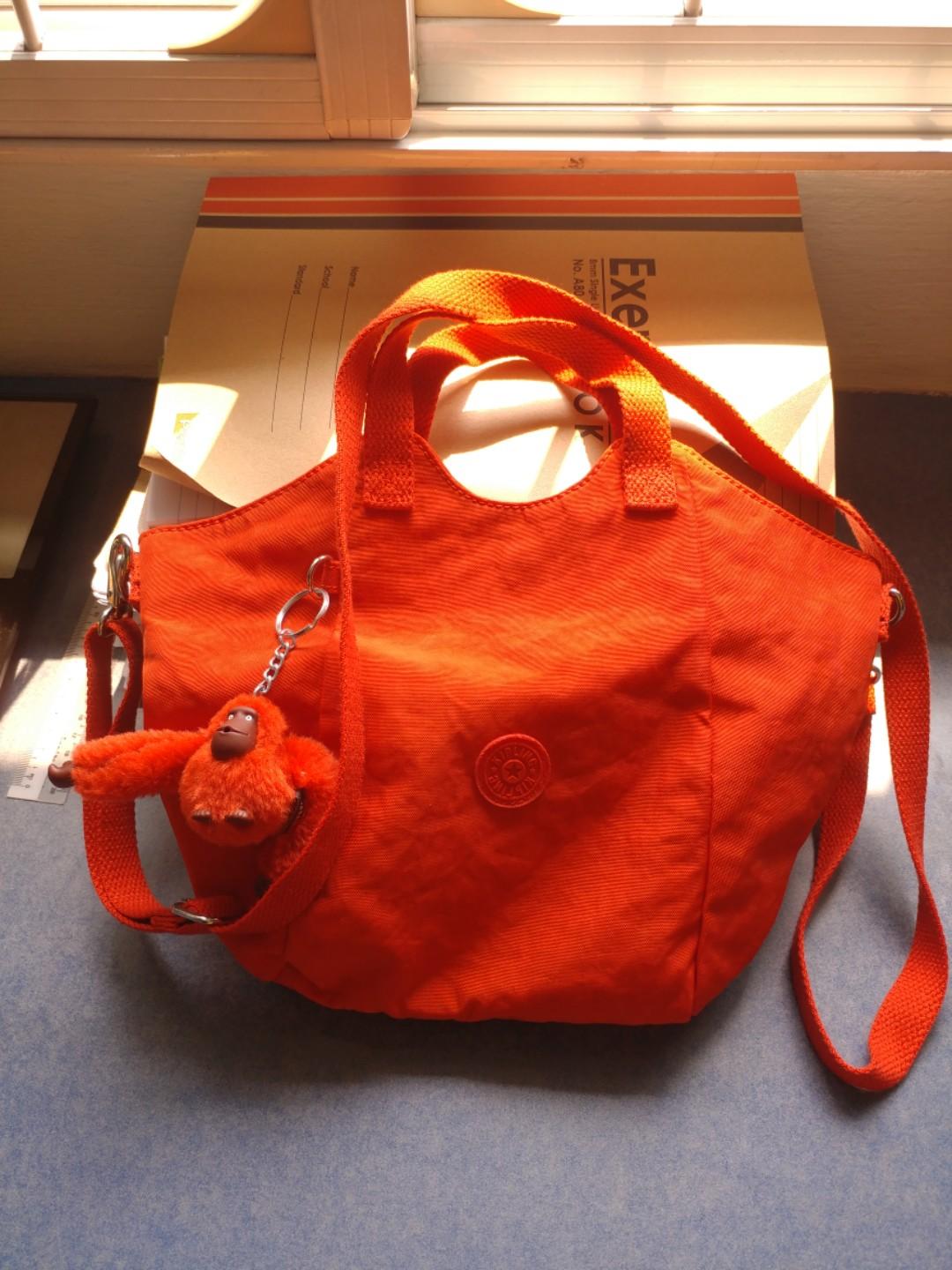 Kipling orange red Bag, Women's Fashion 