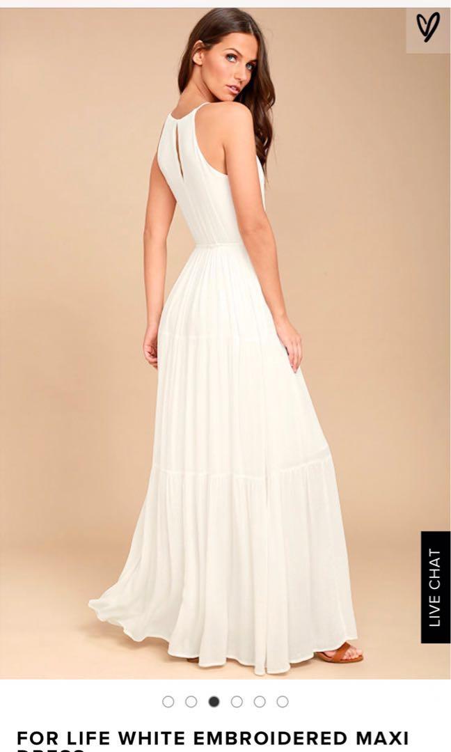 For life white embroidered maxi dress clearance
