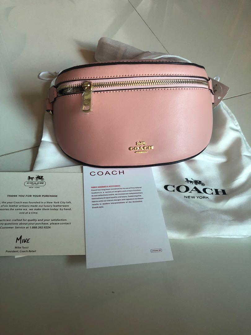 New arrival coach belt bag in sakura pink, Women's Fashion, Bags & Wallets,  Cross-body Bags on Carousell