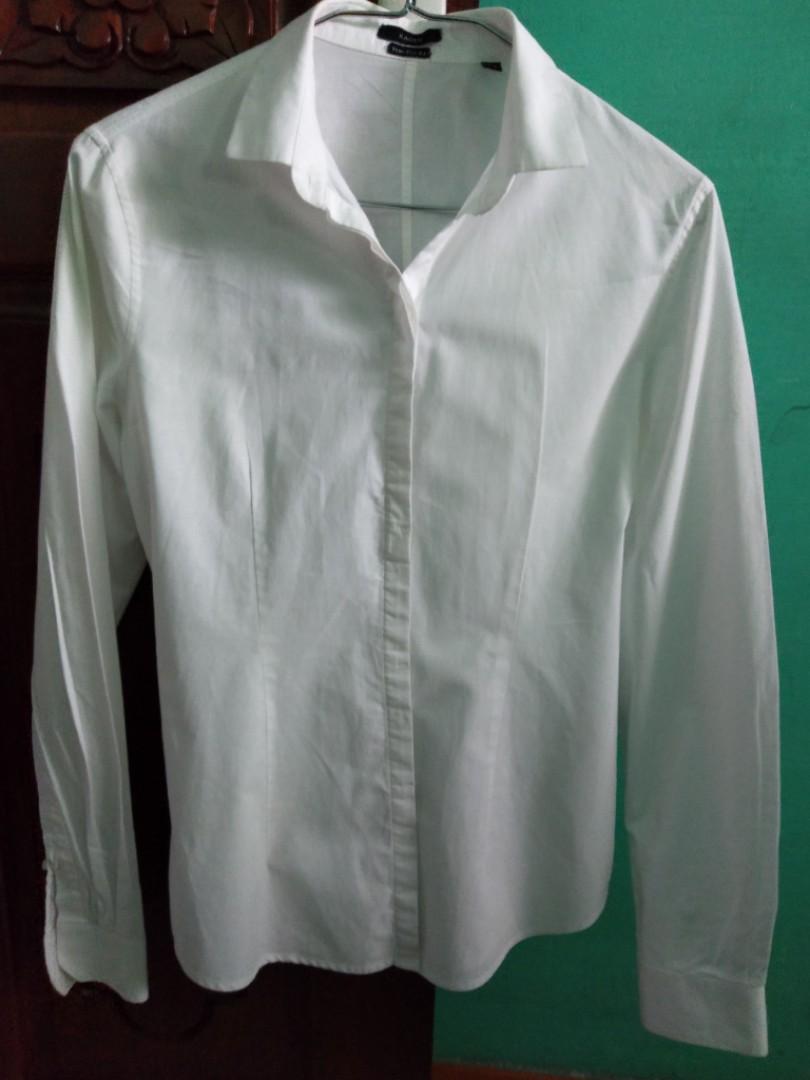 Raoul white semi slim fit white long sleeved shirt, Women's Fashion ...