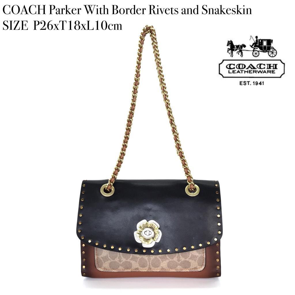 READY NAME COACH Parker With Border Rivets and Snakeskin SIZE P26xT18xL10cm HARGA Rp 2.800.000 BERAT 1 20 Kg KUALITAS SISA PRODUKSI PABRIK Fesyen Wanita Tas Dompet di Carousell