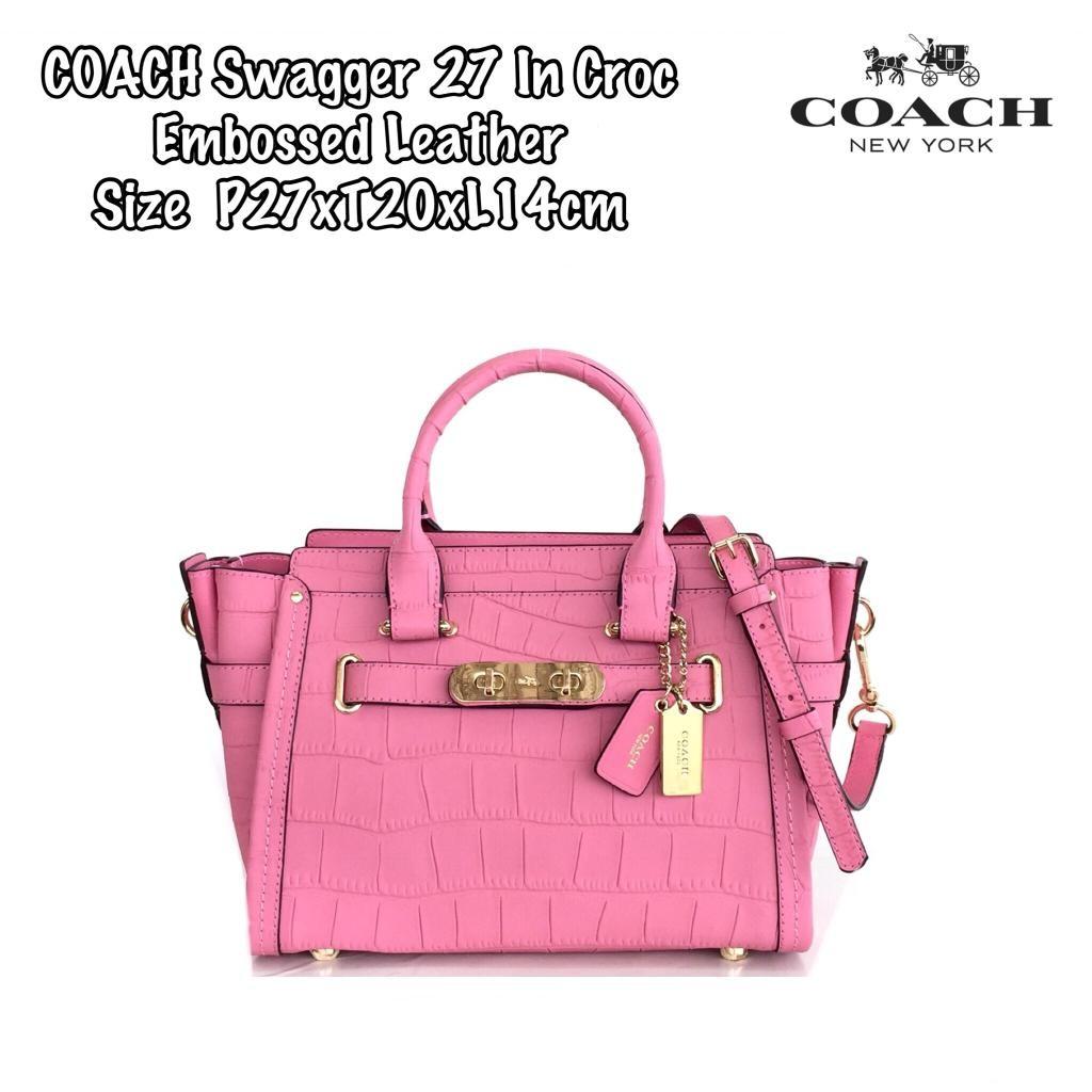 READY Name COACH Swagger 27 In Croc Embossed Leather Size P27xT20xL14cm Harga 2.800.000 Berat 1kg KUALITAS SISA PRODUKSI PABRIK