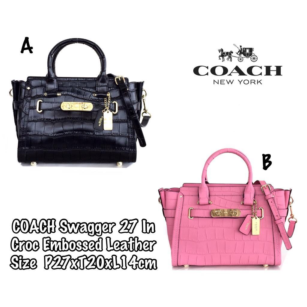 READY Name COACH Swagger 27 In Croc Embossed Leather Size P27xT20xL14cm Harga 2.800.000 Berat 1kg KUALITAS SISA PRODUKSI PABRIK