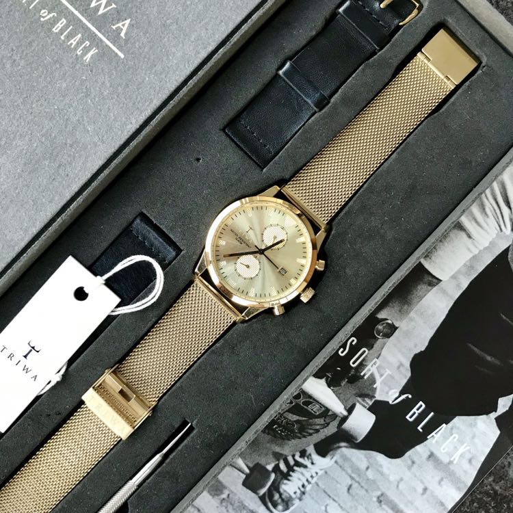 TRIWA Sort of Black Gold Chronograph Watch, Men's Fashion, Watches