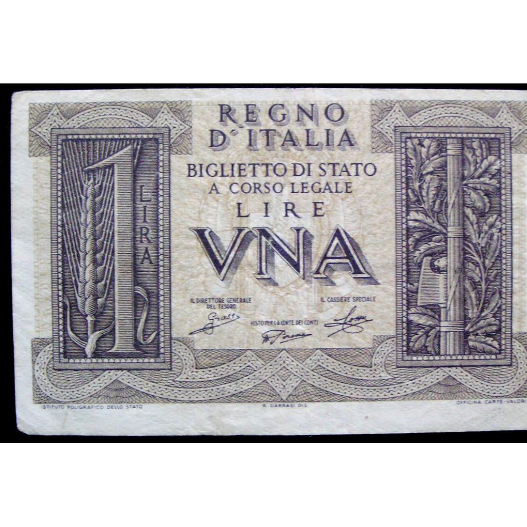 1939年意大利王國法西斯黨斧頭箭頭團結徽凱撒大帝雕像1里拉鈔票(二戰時期), 興趣及遊戲, 玩具& 遊戲類- Carousell