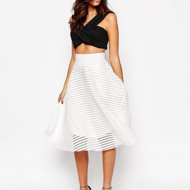 White mesh midi skirt, Women's Fashion 