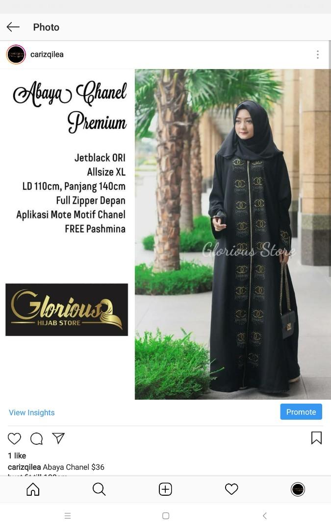 Abaya Chanel Black Raya Umrah, Women's Fashion, Dresses & Sets, Traditional  & Ethnic wear on Carousell