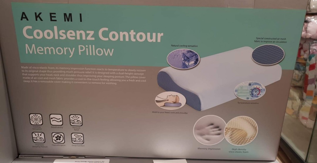 Akemi Coolsenz Contour Memory Pillow Furniture Home Living