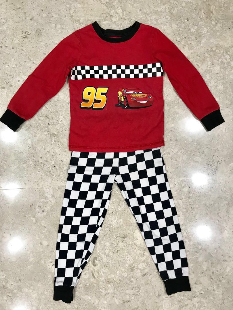 Disney Cars Pyjamas Kids Lightning McQueen Full Length Racing Driver Dress Up Pjs Set Nightwear 