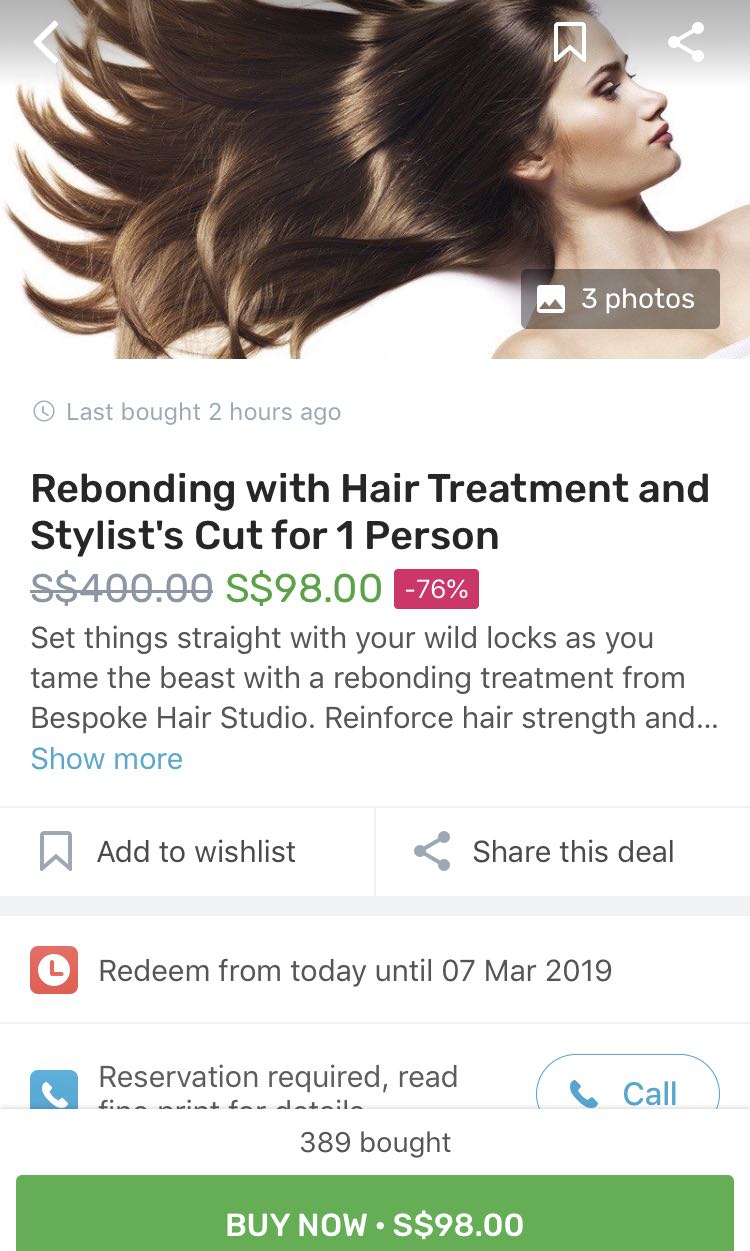 Bespoke Hair Studio Fave Voucher Rebonding, Beauty & Personal Care