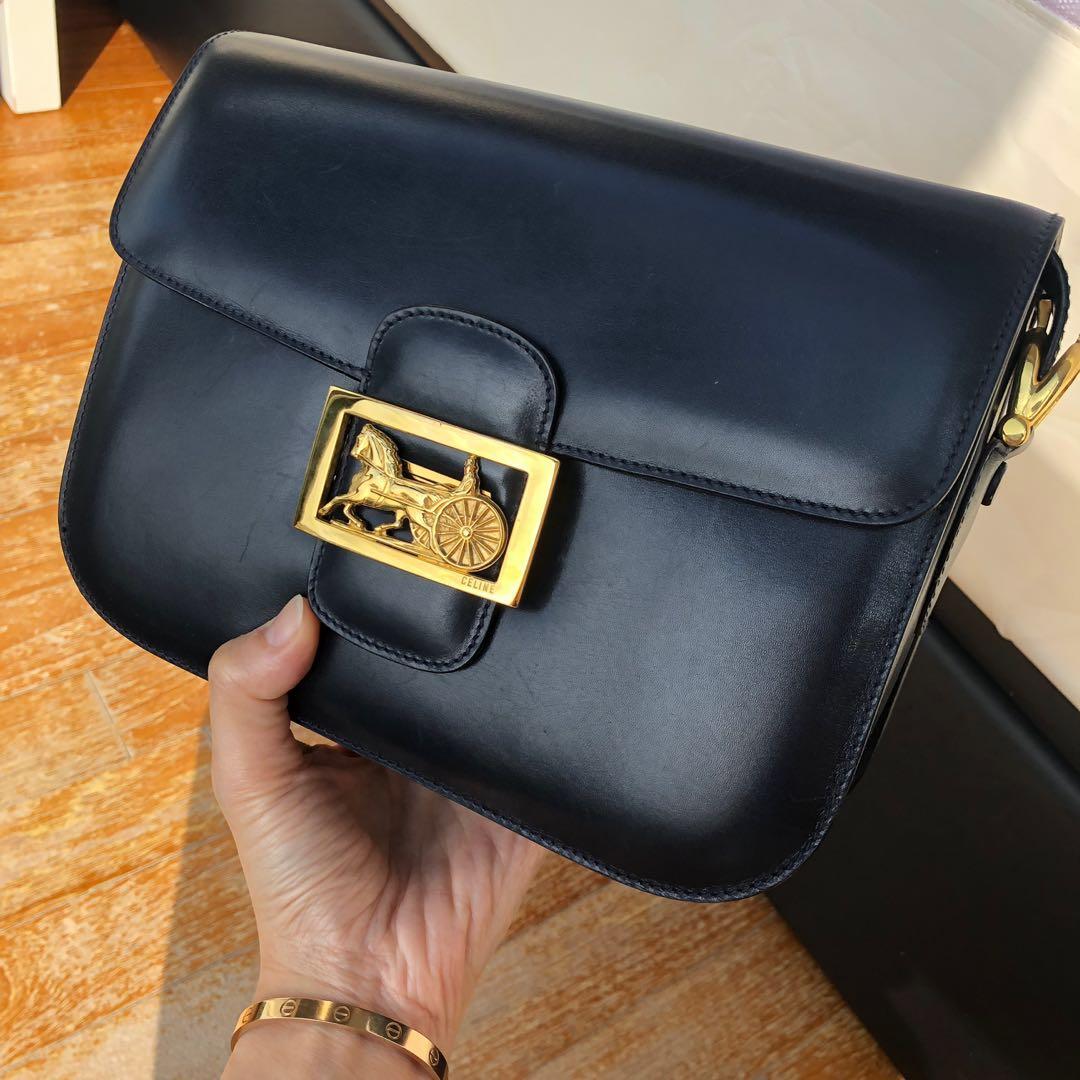 Celine Vintage Box bag in Marine Color (dark blue), Luxury, Bags ...