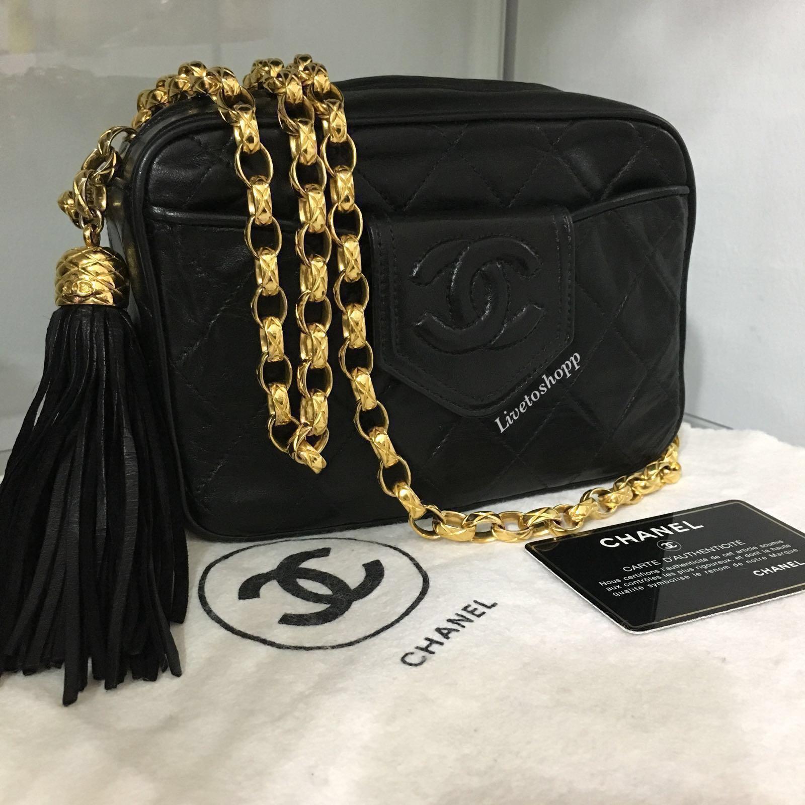 Chanel Camera Bag with 24k Gold Plated Tassel and Bijoux Chain