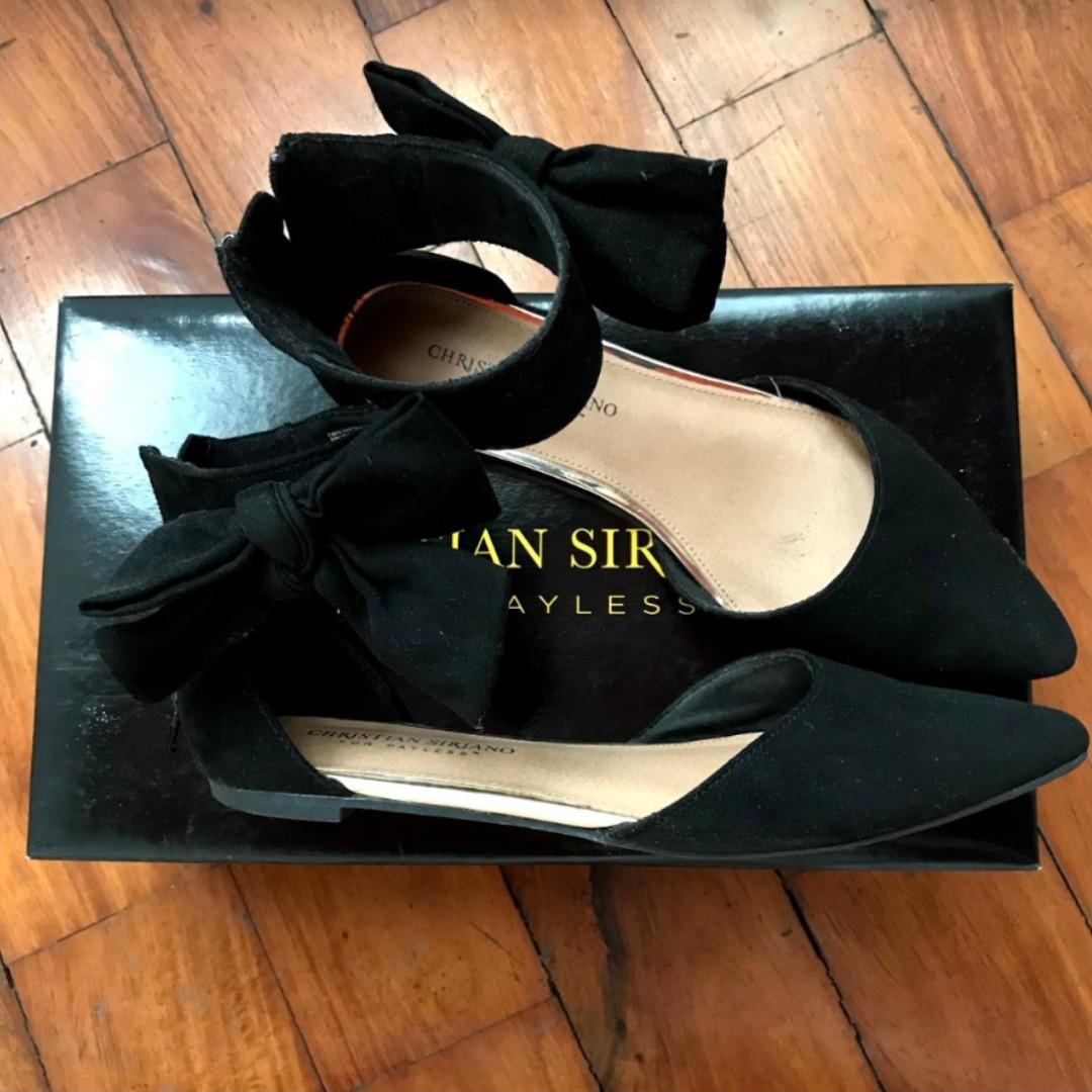 Christian Siriano Suede Bow Pointed Flats Women s Fashion