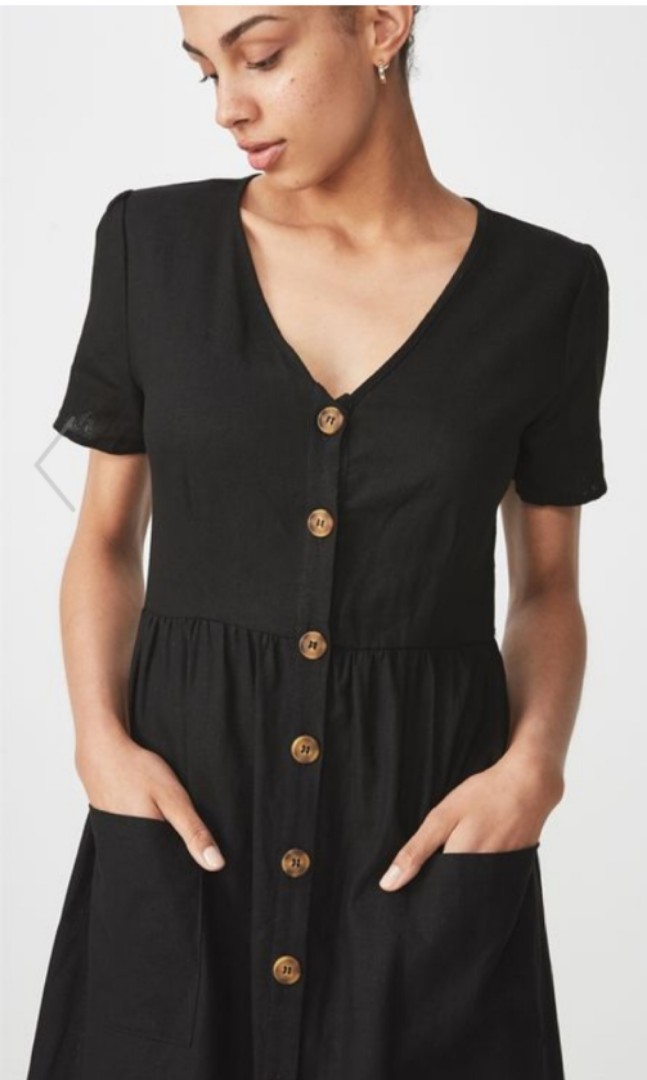 Woven camila button through midi dress hot sale