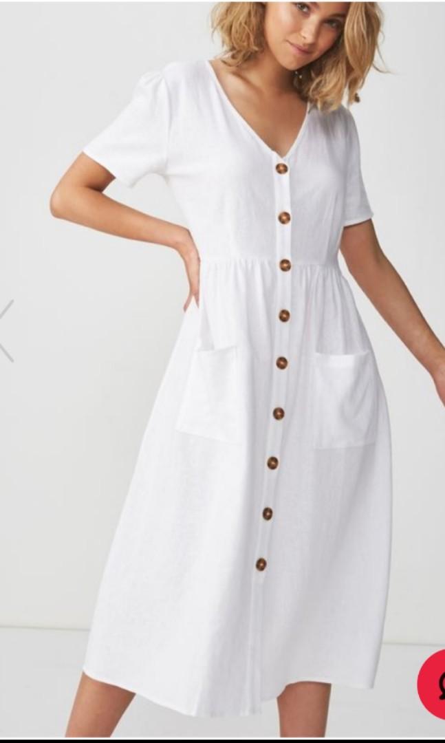 woven camila button through midi dress