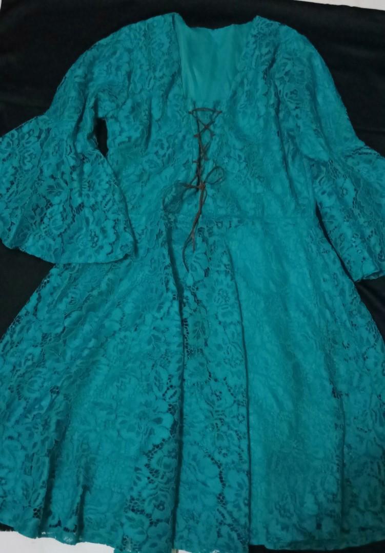 Dress Brokat Hijau Tosca Fesyen Wanita Pakaian Wanita Gaun Rok Di Carousell