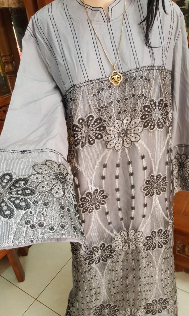 Gamis Katun Berlapis Songket L Fit Xl Women S Fashion Muslim Fashion Others On Carousell
