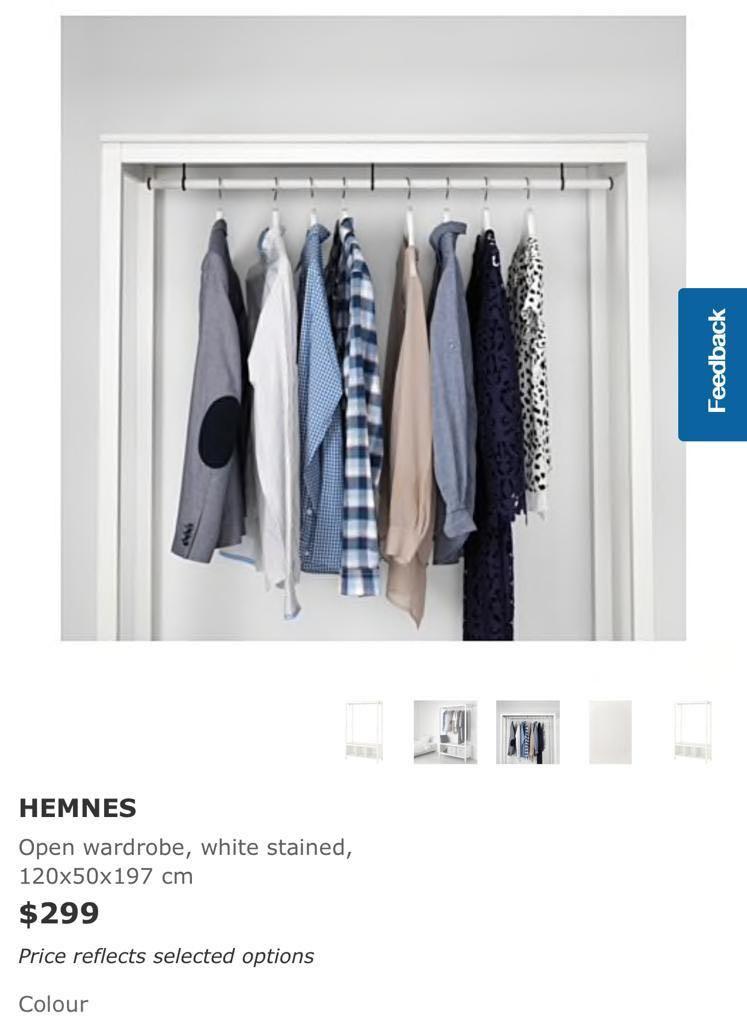 Good Condition White Ikea Hemnes Wardrobe Furniture Shelves