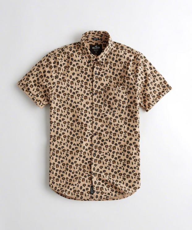 Hollister Short Sleeve Leopard Print Shirt Men s Fashion Tops