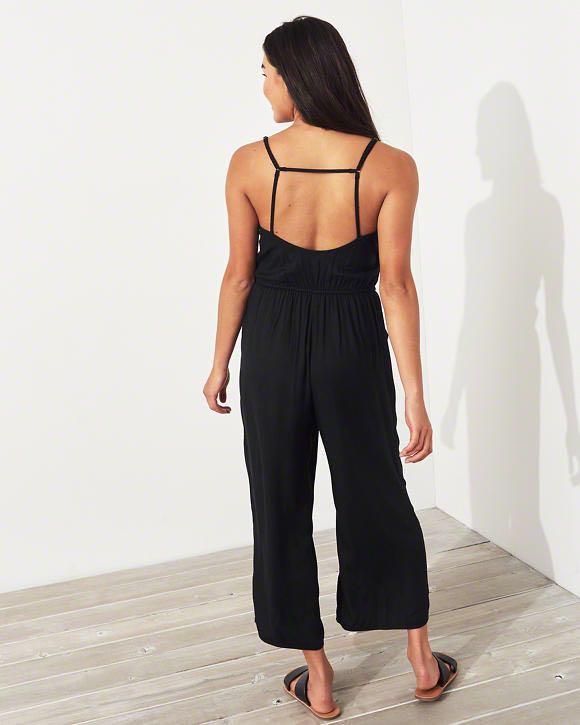 hollister crop wide leg jumpsuit