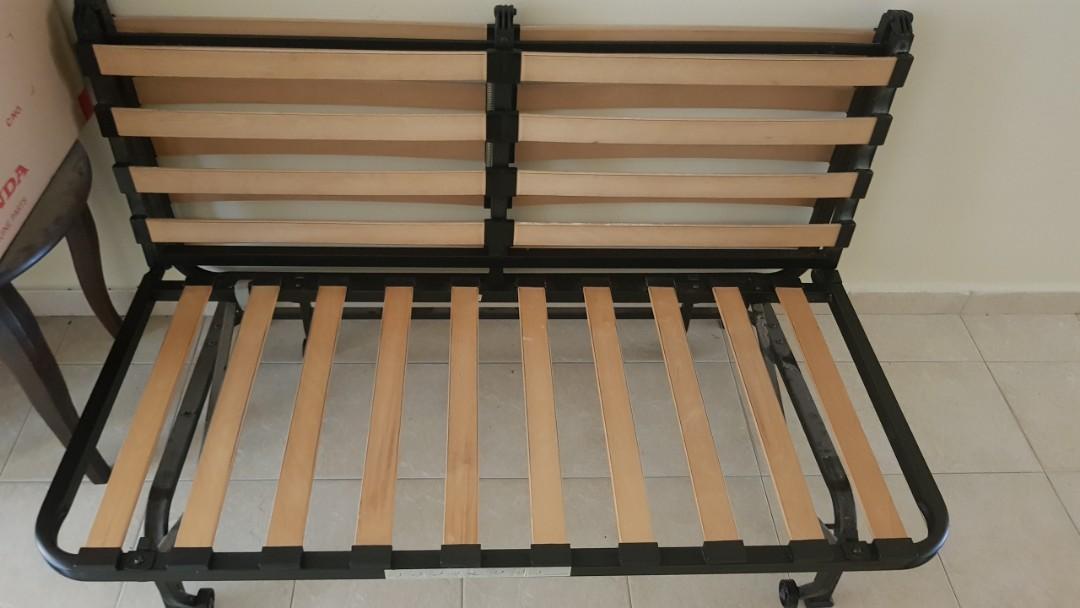 Ikea Black Metal Folding Bed Sofa Frame, Folding Bed Frame With Wheels