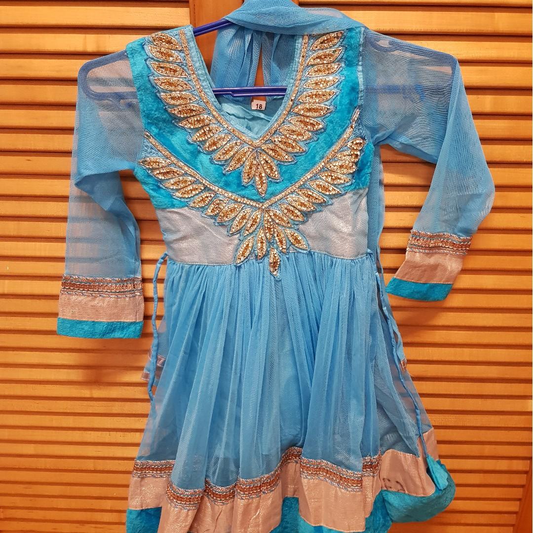 Indian Dress In Elsa Blue Babies Kids Girls Apparel 4 To 7
