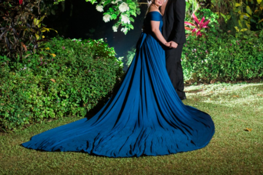 navy blue dress with train