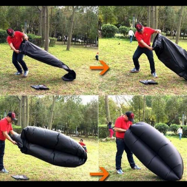 Inflatable Sofa (Category: Looking For) located in Ipoh. Submitted by fazlie14 (Listing ID 74362315, Image 1). Description: AIR INFLATABLE SOFA • Colour : black, orange, blue, pink • Detail : Portable Self Inflatable Couch (Available in 4 Colours) Assembly without usage of pump, sofa is inflated by dragging it through the air to fill it up, before securing ends to trap air inside • Portable, lightweight design reduces storage space and allows for