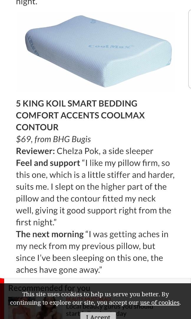 King Koil Coolmax Latex contour pillow 