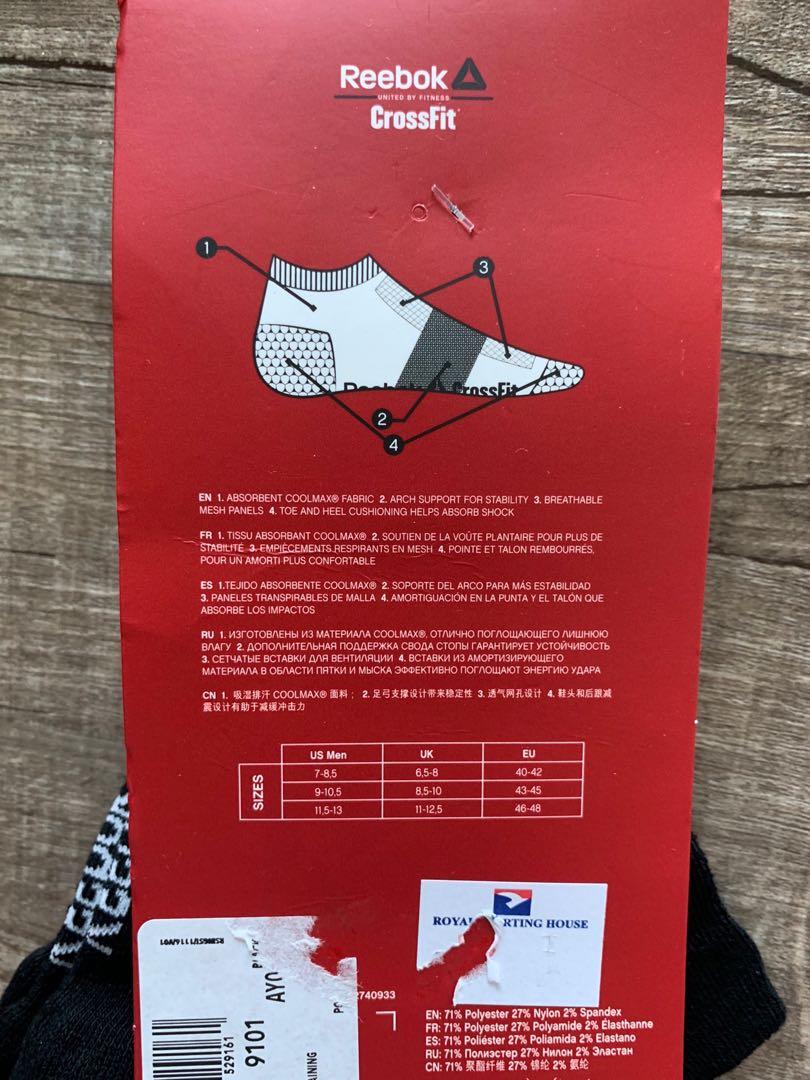 Reebok sock size 9101 store