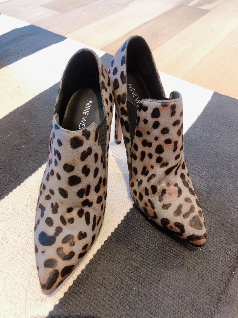 nine west leopard booties