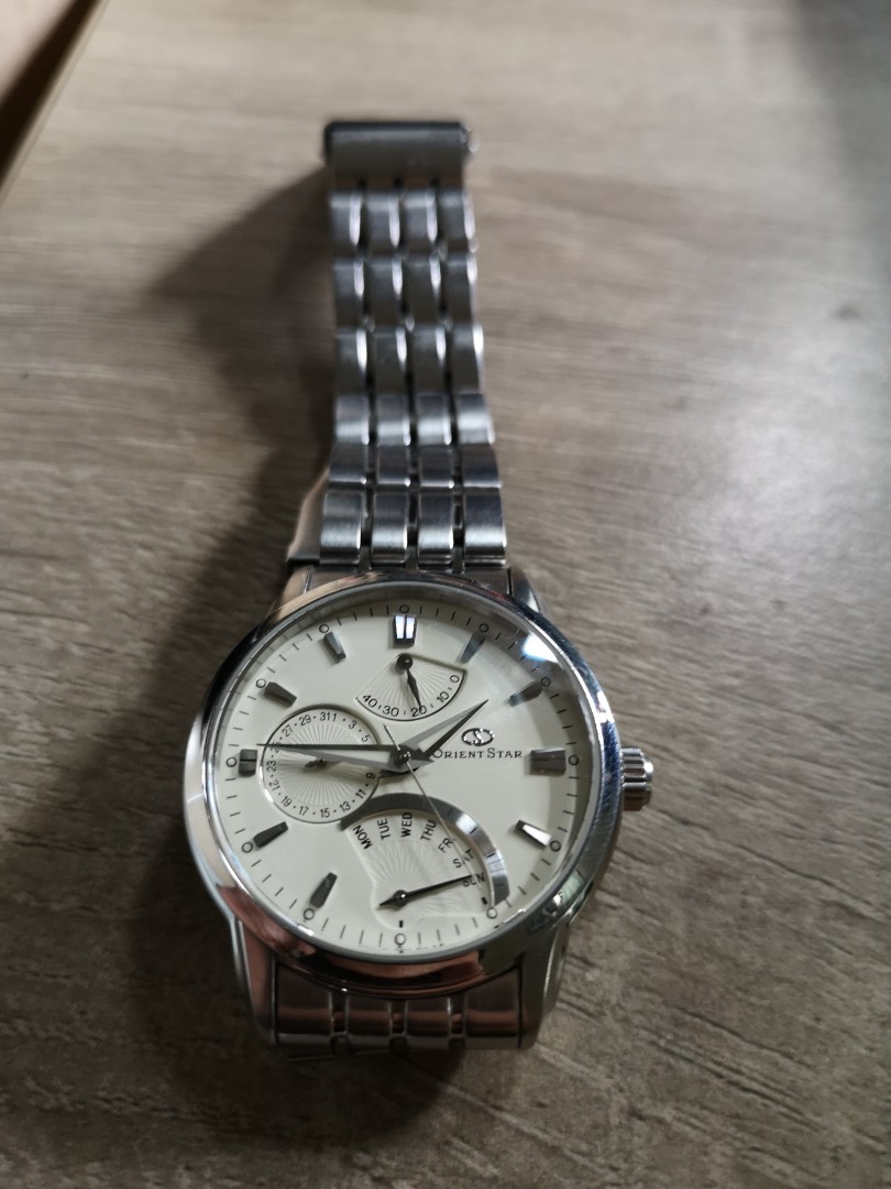 Orient Star Retrograde watch with stainless steel and leather
