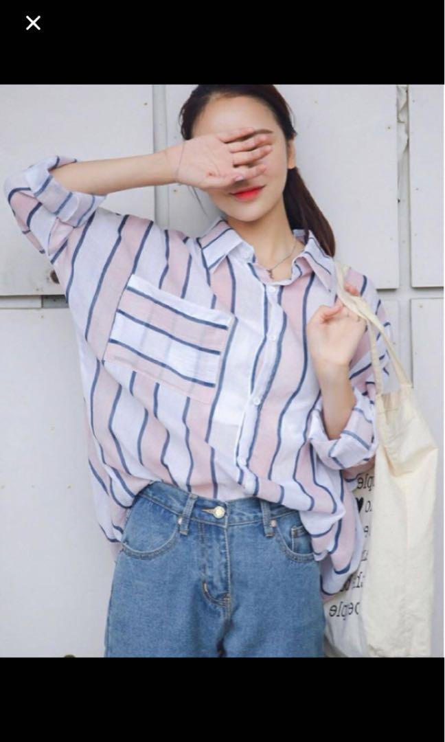 Stripe blouse button down (Category: Blouses) located in Butterworth. Submitted by imuk4 (Listing ID 208407413, Image 1). Description: Brand new Design is blue (2nd pic) Suitable for student, casual and work Selling cos not my size :( Measurements: Shoulder 77 Bust 125 Length 69-74 Sleeve 34.