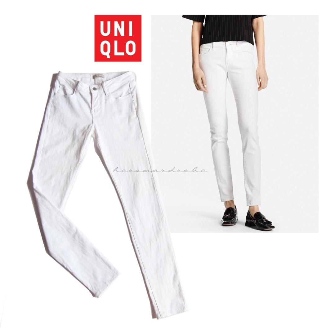 UNIQLO white skinny jeans, Fesyen 