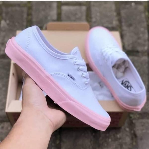 vans authentic white pink