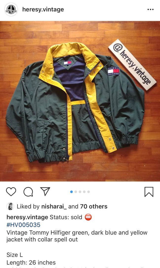 tommy hilfiger green and yellow jacket