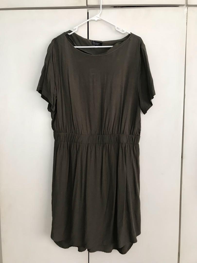 Zalora Olive Green Dress Plus Size Women S Fashion Clothes Dresses Skirts On Carousell