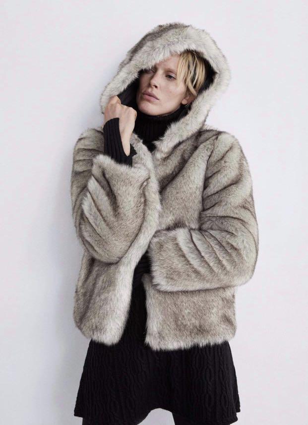 faux fur jacket womens zara