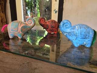 Colourful Cute elephants 