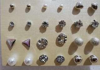 12 pasang anting korea style round ball pearl mixed