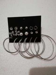 9 pasang anting mixed round circle hoop tusuk