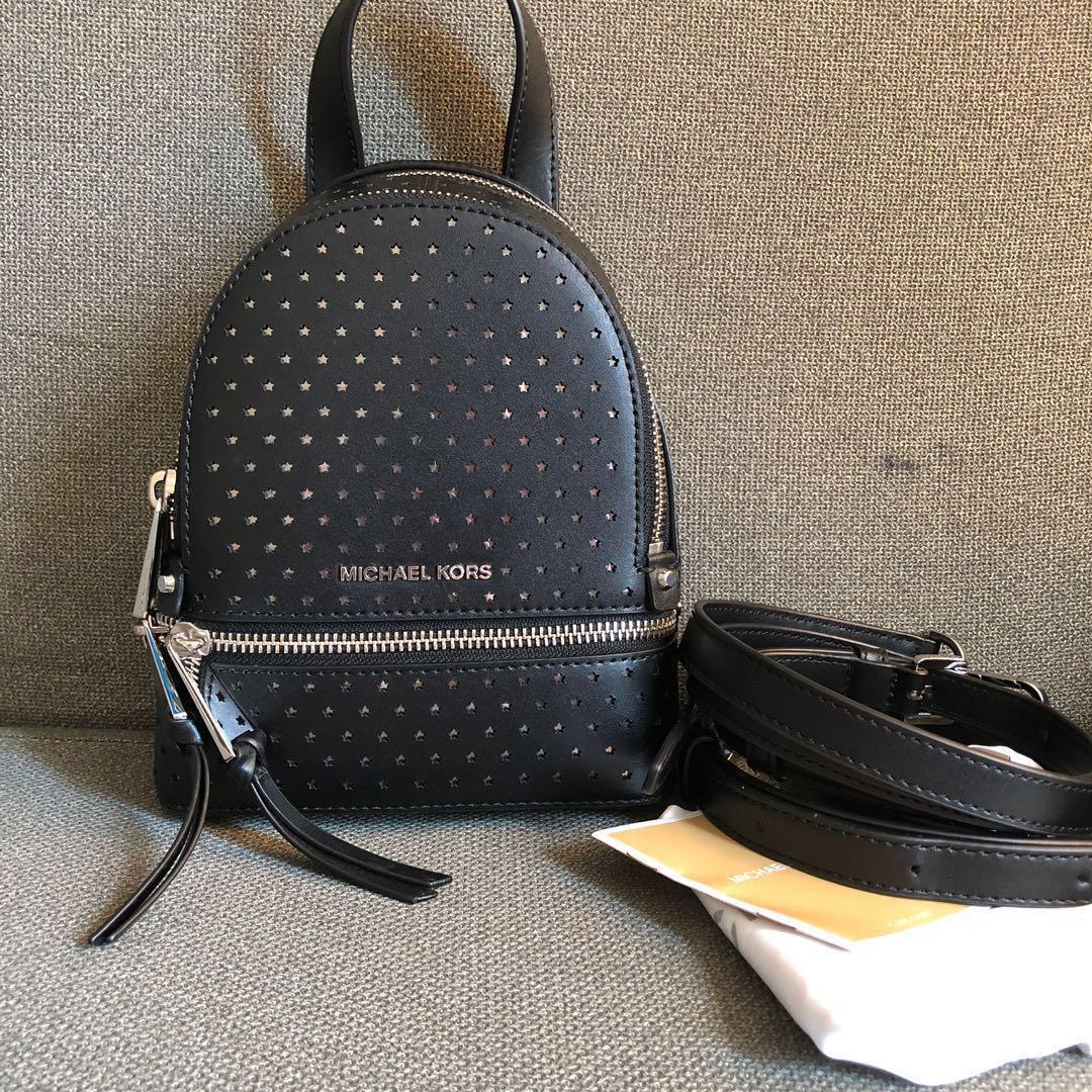 rhea mini perforated leather backpack