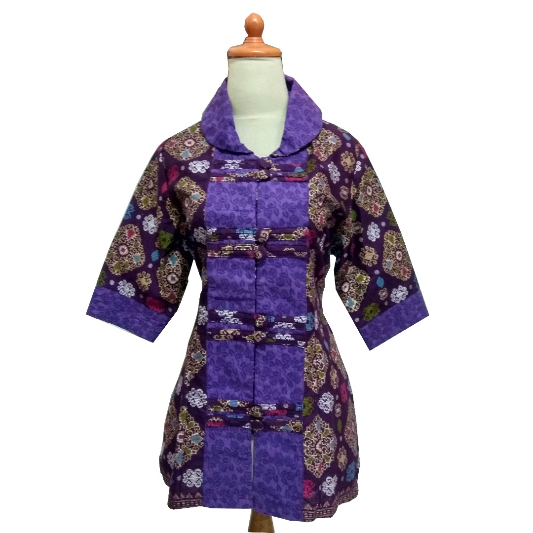 Blus Batik Elegan Warna Ungu Purple Blouse Fashionista Atasan Wanita
