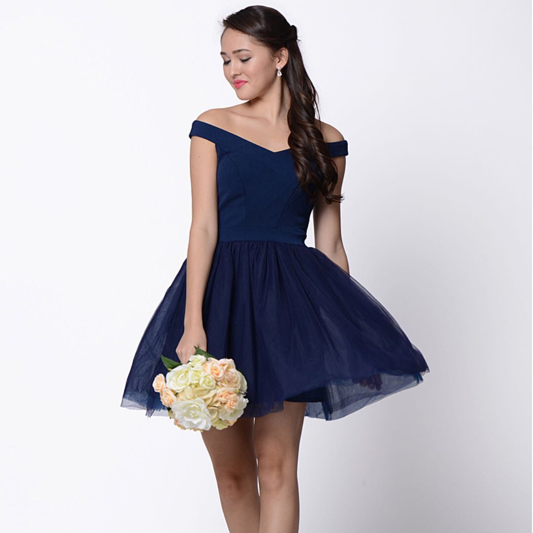 Navy Blue Tulle Dress Women
