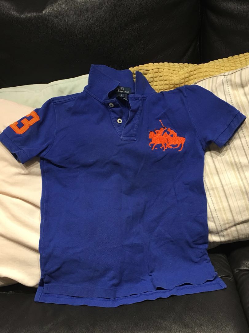 orange and blue ralph lauren shirt